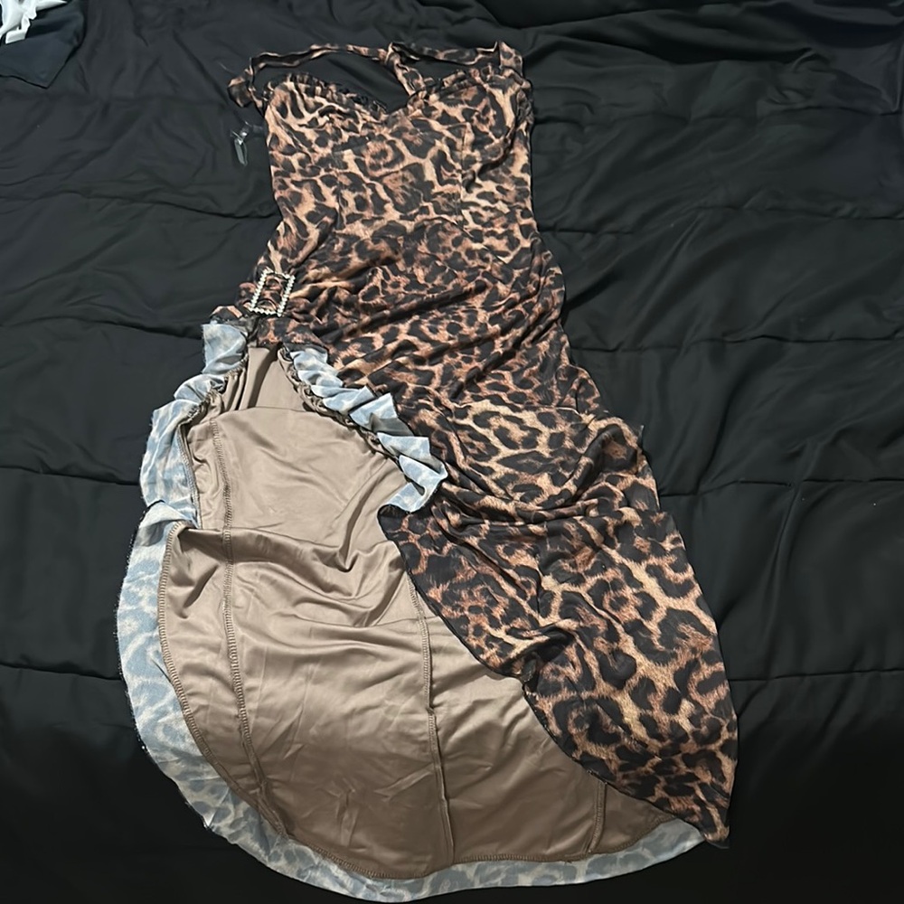 Edge Asymmetrical Leopard Print Dress